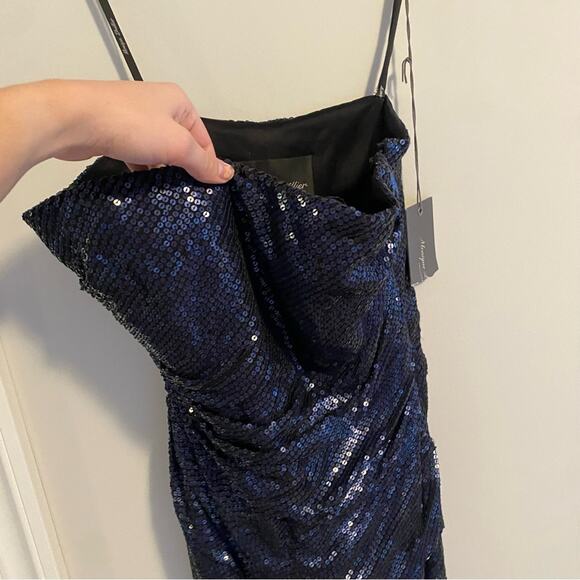 NWT Monique Lhuillier Collection Navy Blue Sequin Strapless Mini Dress 4 - Picture 10 of 12